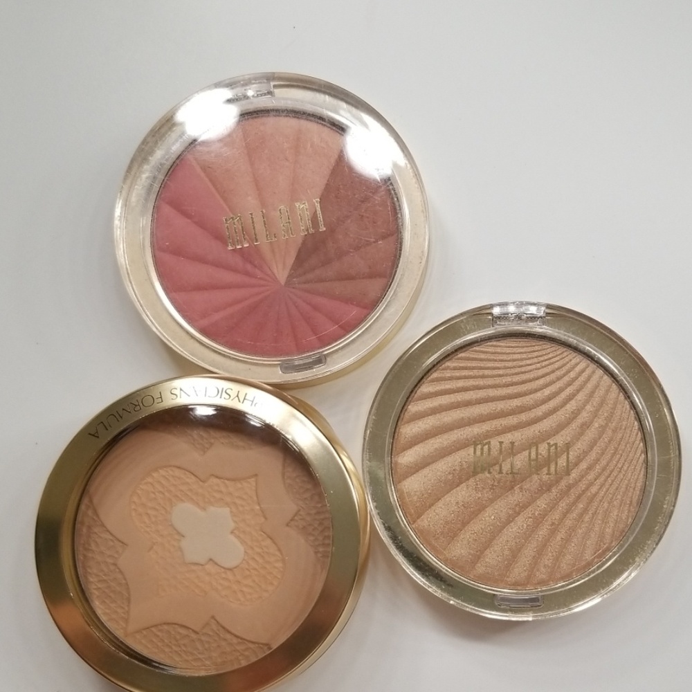 Physicians Formula bronzer and 2 Milani Hilighters